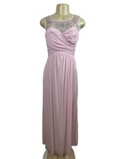 B. Darlin Womens Pink Beaded Mesh-Top Gown 1/2 Polyester Evening Dress