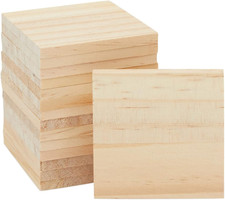 Unfinished Wood Squares - 3 x 3 in, 15 Pack, 1/4 in Thick - Wood Blanks for Carv