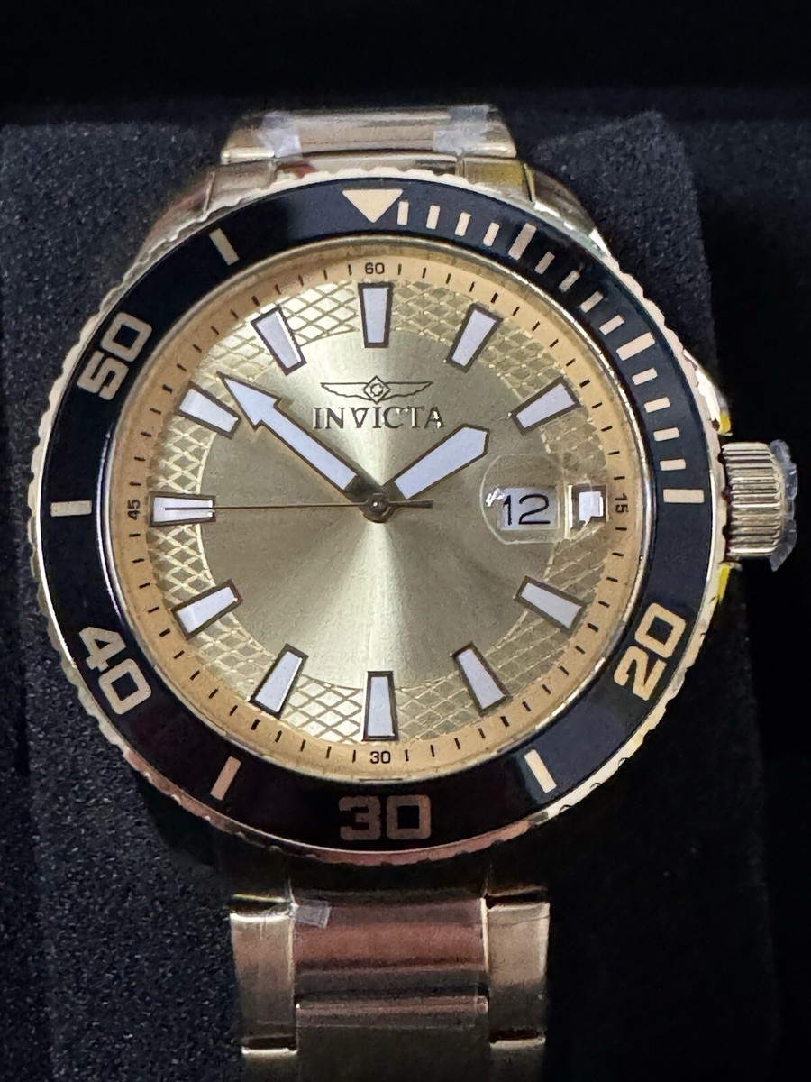 Invicta Pro Diver Gold SS Men's Quartz Watch 46069 45MM New!