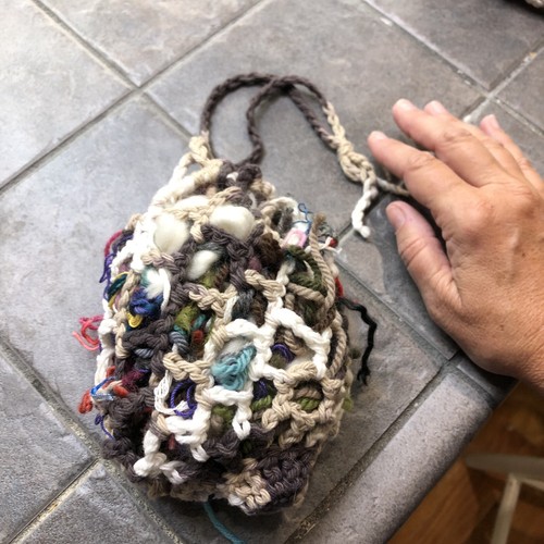 Unique Gift Hanging Bird Nesting Materials Bag Crochet Handmade - Afbeelding 3 van 4