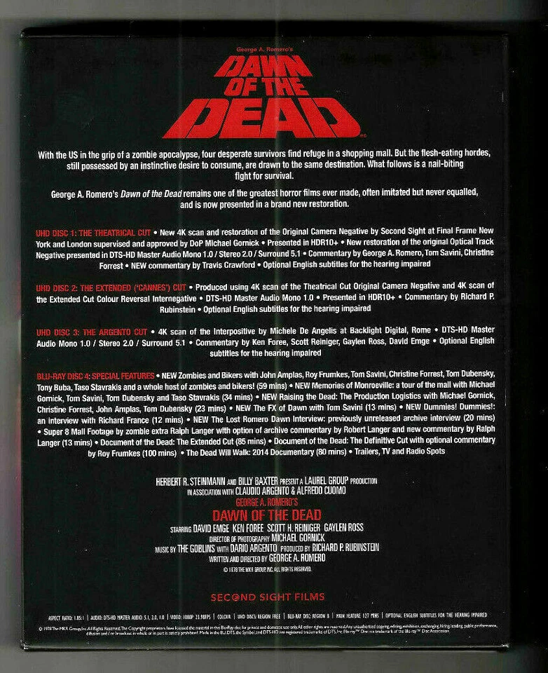 Dawn of the Dead 4 Disk Second Sight Films Edition 3 4K UHD 1 Bluray NEW SEALED Foto 2 de 4