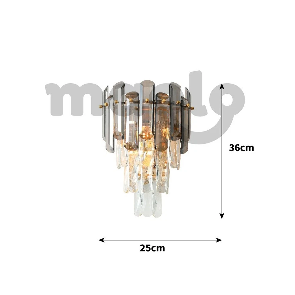 Applique da Parete in Cristallo E14x3 Design Elegante per Interni Soggiorno - Immagine 2 di 4