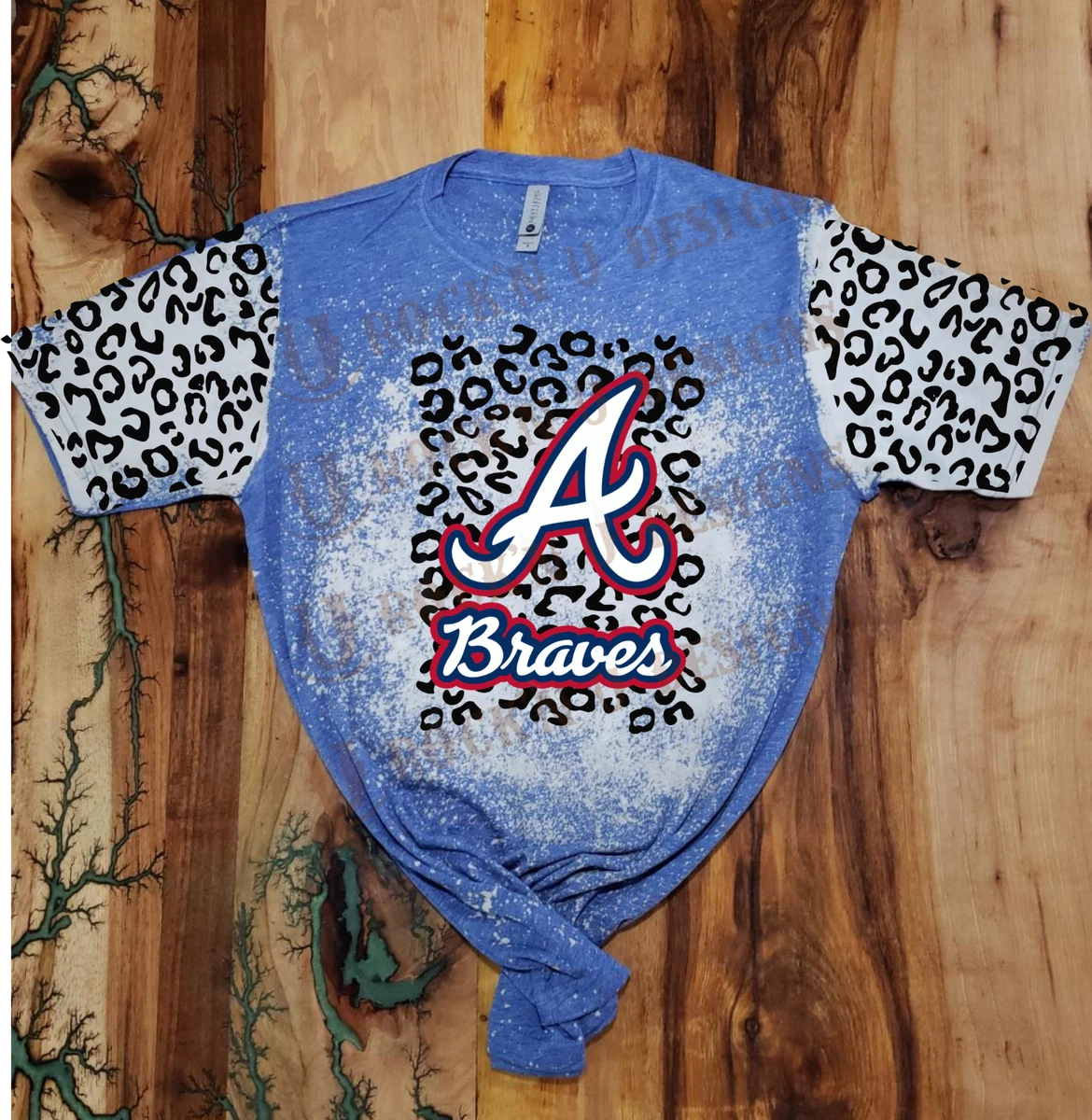 Custom Unisex T-shirt "Atlanta Braves - BASEBALL" Leopard Design  With Sleeves