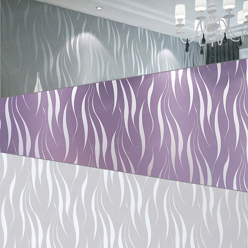 Glitter Water Grass Wave Effect Silver Grey Wallpaper White Non woven