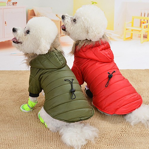 Warm Padded Dog Coat Jacket Chihuahua Pet Winter Hoodie Puppy Cat Small Clothe ♢ - Picture 6 of 18