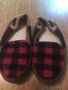 kids buffalo plaid slippers