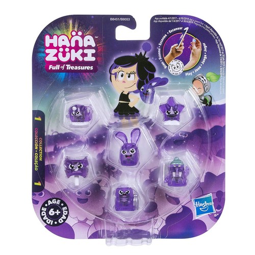 Pacchetto Tesori Hanazuki 6 Pezzi - Collezione Viola/Coraggioso Con Figure Hemka E Codici Per App