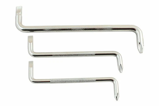Offset Screwdriver Set 3pc Flat 5mm 6mm 7mm Phillips PH1 PH2 PH3