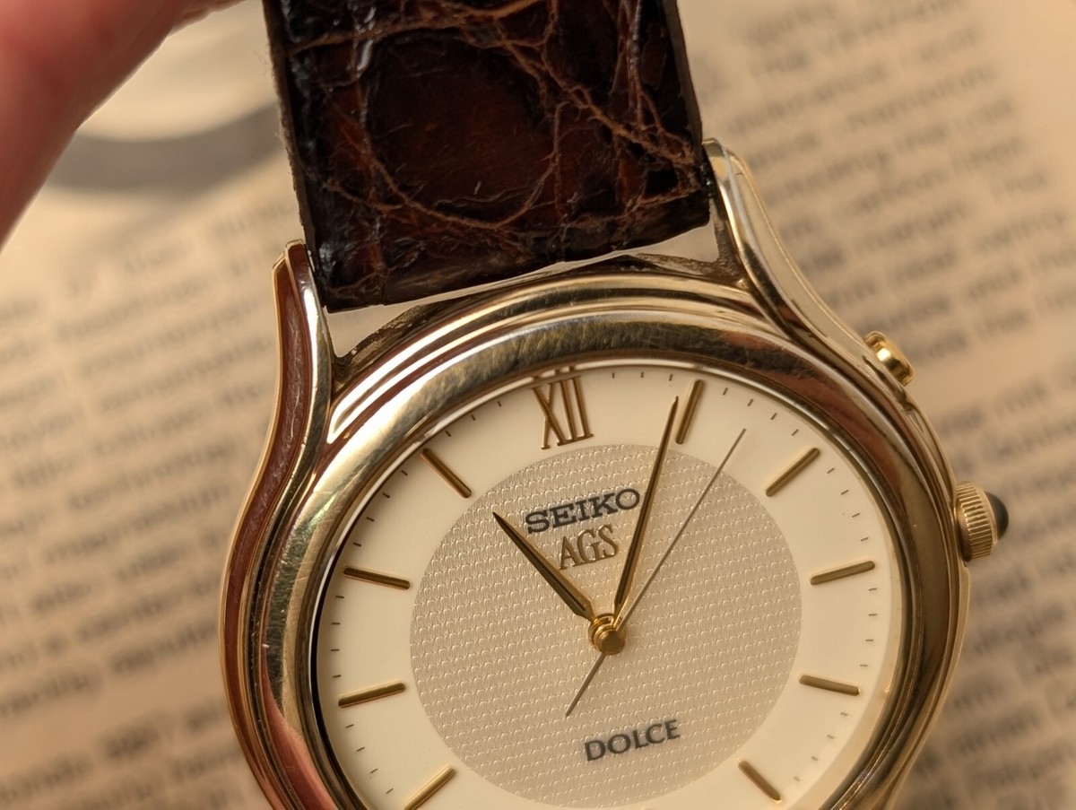 SEIKO Dolce AGS 4M21-0B70 Gold Silver Kinetic Quartz Men's Watch