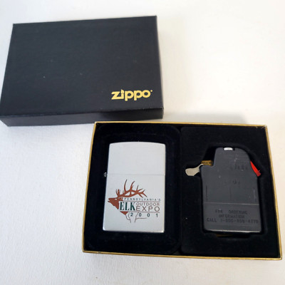 Vtg 2001 Zippo ZipLight Set Pennsylvania ELK Outdoor Expo - NOS New in Box Rare