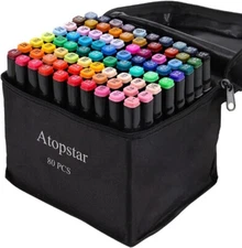 80 Colors Alcohol Markers Artist Drawing Art Dual Tip Coloring Painting Supplies