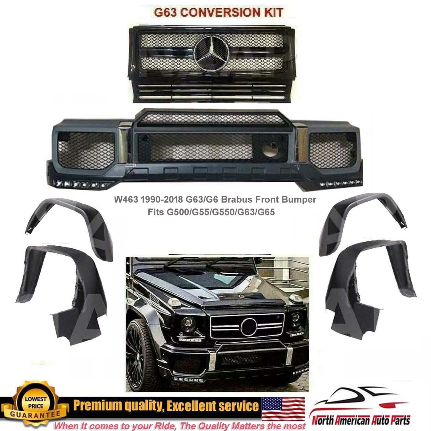 G63 Body Kit Bumper Flares Grille G550 Brabus Upgrade G500 LED Lip Spoiler