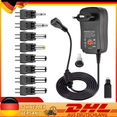 Universal Netzteil 30W 3V-12V Ladegerät Strom Adapter mit USB 2000mA + 9 Tips DE