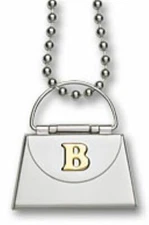 Gold Stainless Steel 'B' Initial Locket Envelope Purse Pendant Charm Necklace