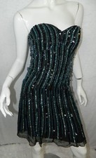 Beyond of Jovani Costume Sequins Black Blue Silk Dance Jazz Dress Size 2