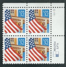 Scott #2897...32 Cent... Flag Over Porch...Plate Block