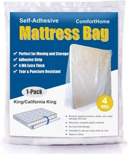 Comforthome 4 Mil Extra Thick Sealable Mattress Bag with Adhesive Strip for Movi