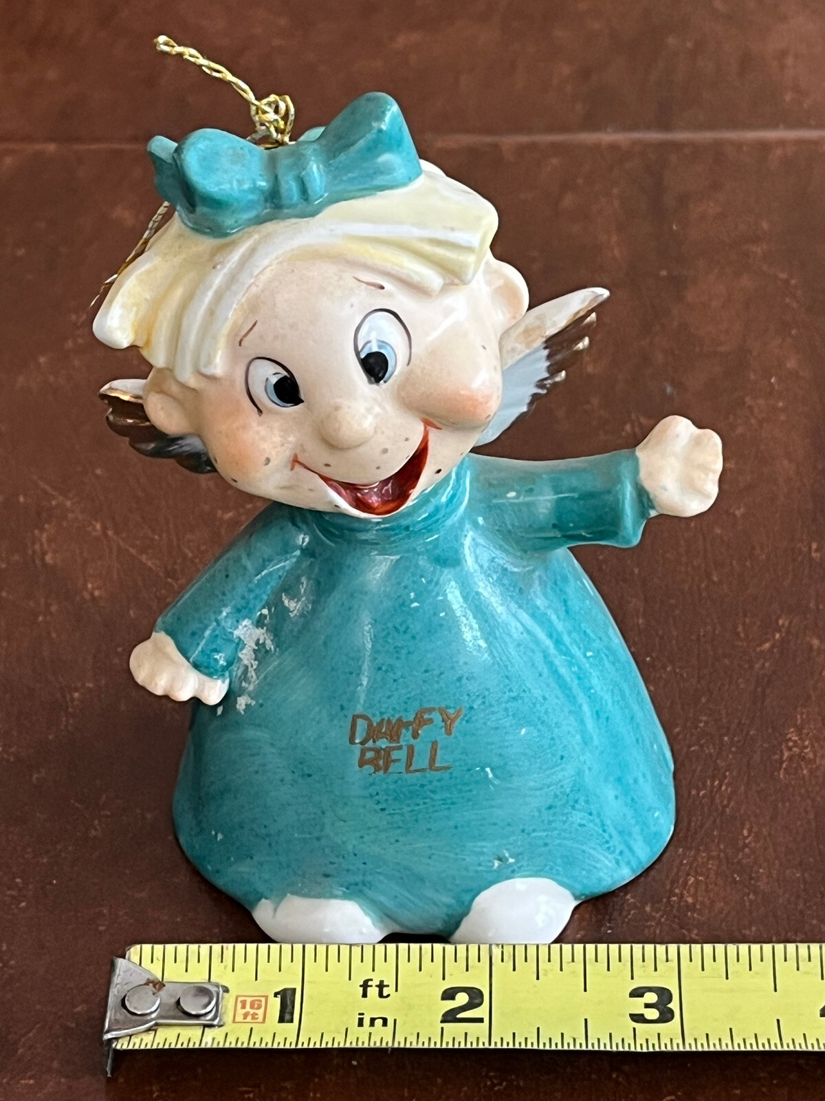 FUN! Vintage Kreiss Psycho Ceramics Daffy Bell Green Angel Freckles Christmas