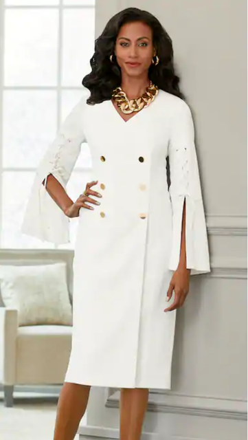 Midnight Velvet White Lizbeth Slit-Sleeve Dress Size 20W 2X PLUS | eBay