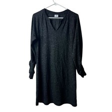 Cabi 3829 Charcoal Gray Ruched Long Sleeve Sweater Shirt Dress Size Small