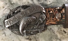 I  d Rather Be Fishing Belt Buckle With Bass Fishing Embossed Belt 1985 Siskiyou