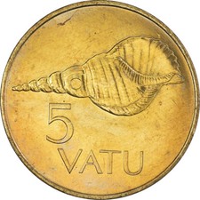 [#388951] Coin, Vanuatu, 5 Vatu, 1990, British Royal Mint, MS(60-62), Nickel-bra