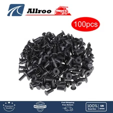 100x 8mm Dia Hole Plastic Rivets Fastener Auto Fender Bumper Push Pin Clips New