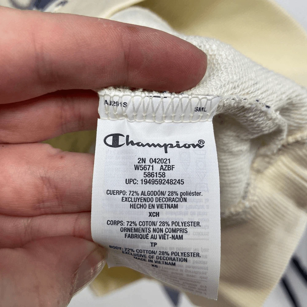 OFF WHITE Felpa Champion panna paisley Terry leggera manica lunga con cappuccio donna xs nuova con etichetta