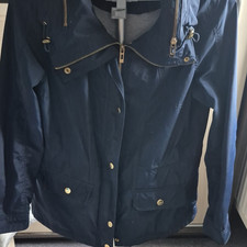 Moda Women’s Navy Blue Zip & Button Long Sleeve Basic Jacket Polyester 12