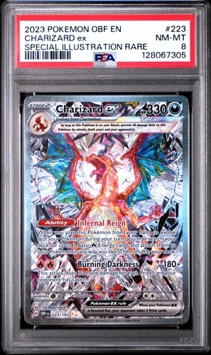2023 POKEMON OBF EN-OBSIDIAN FLAMES SPECIAL ILLUSTRATION RARE CHARIZARD EX PSA 8
