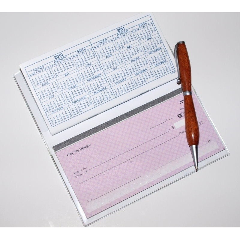 как выглядит New Checkbook Cover Wallet Vinyl Check Register Protector - Alpine Forest фото