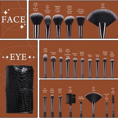 Real Perfection Makeup Brushes 24pcs Makeup Brush Set Premium Synthetic Powder F