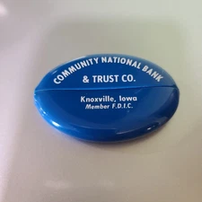 Blue Advertising Squeeze Rubber Coin Money Purse Community National Bank Iowa 