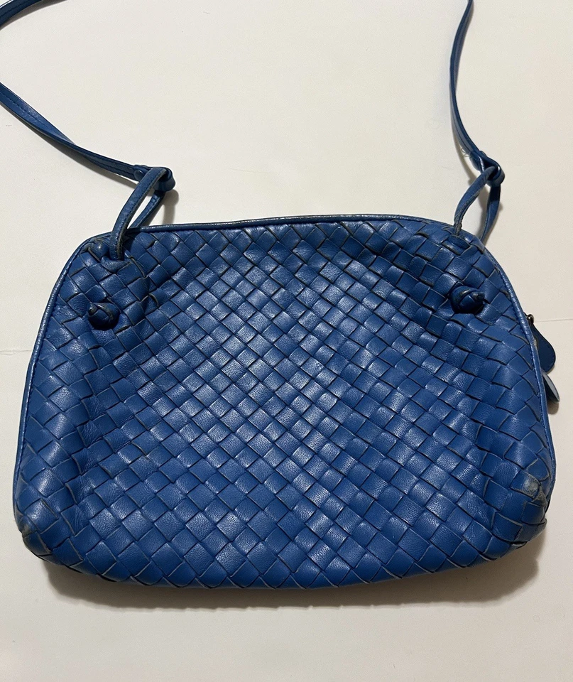 Womens Bottega Veneta Blue Intrecciato Crossbody Leather Shoulder Bag Check Pics - Image 2 of 4