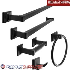 Metal Bathroom Hardware Set 5 Piece Towel Bars Toilet Paper Holder Easy Install