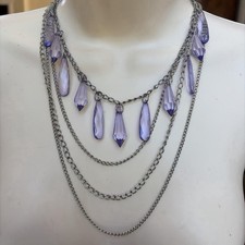 Silver Tone Layered Cable Chain Necklace Lave...