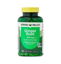 Spring Valley Ginger Root Digestive Health Dietary Supplement Capsules, 550 mg,