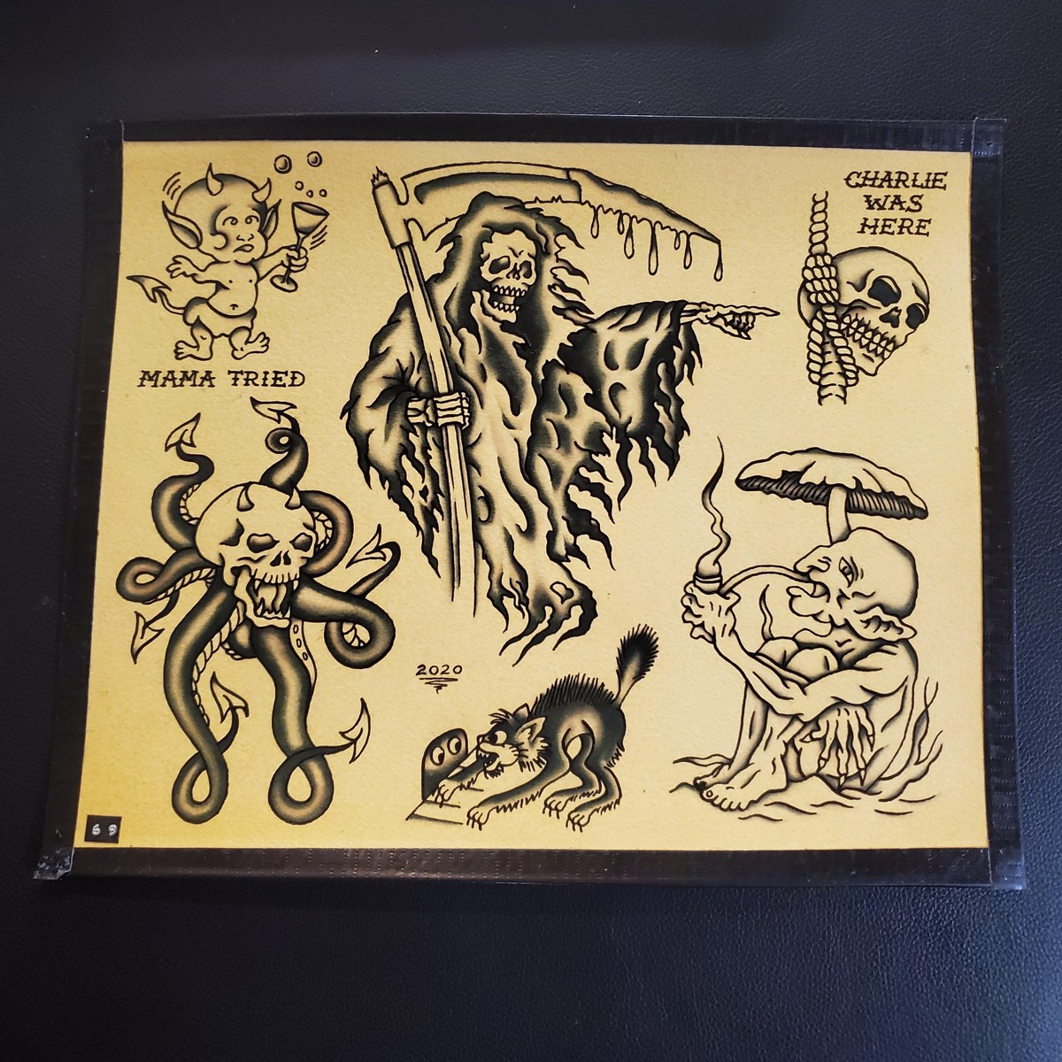 Original Tattoo Flash Sheets 11x14 Handpainted Shop Used | eBay