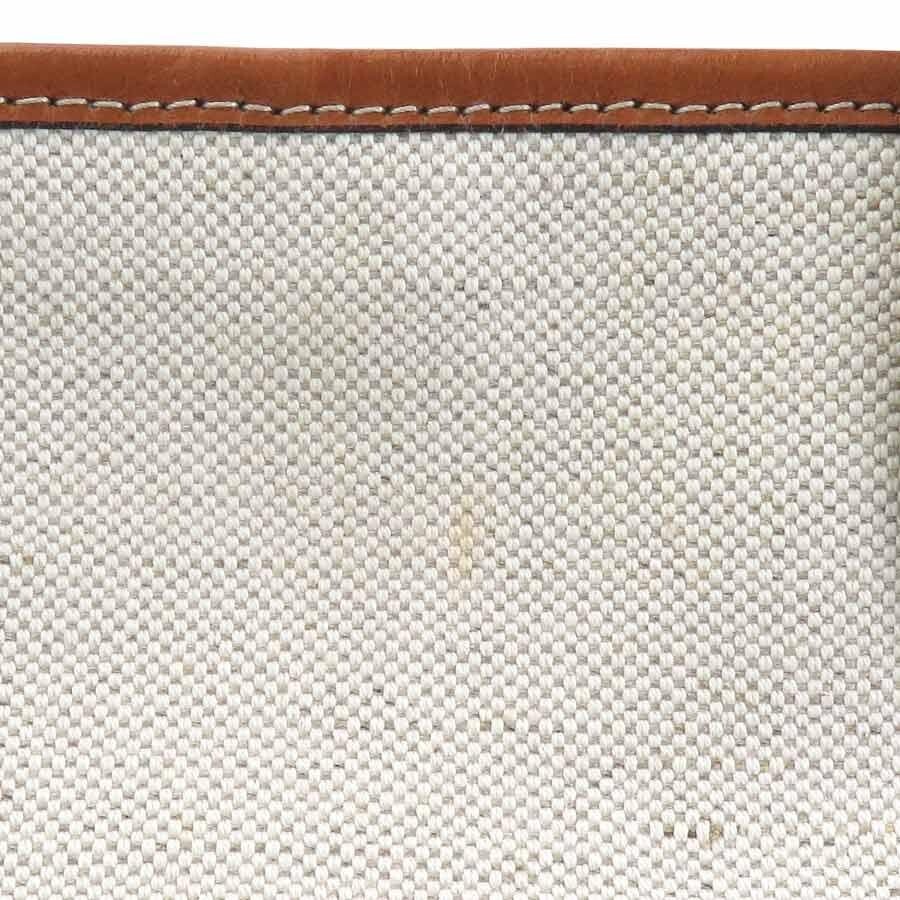 Salvatore Ferragamo Gancini Canvas Leather Handbag Ivory Brown Auth image 10
