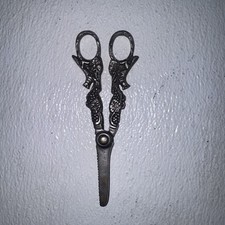 Vintage Silver Plate Grape Scissors Shears Fox Grape Leaf Vine Motif 6"