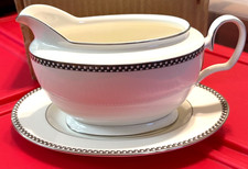 NEW Noritake CELLINI PLATINUM Gravy Boat & Liner / Tray - # 7980 - NEW IN BOX