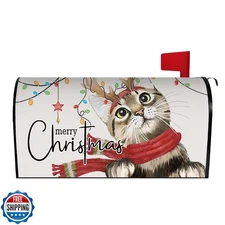 Merry Christmas Cat Mailbox Cover 25.5x21 Inch, Christmas Post Le