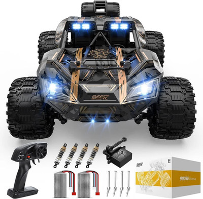 DEERC 1:14 RC Car High Speed 40KPH 4x4 Off Road LED Monster Truck 2 Batteries