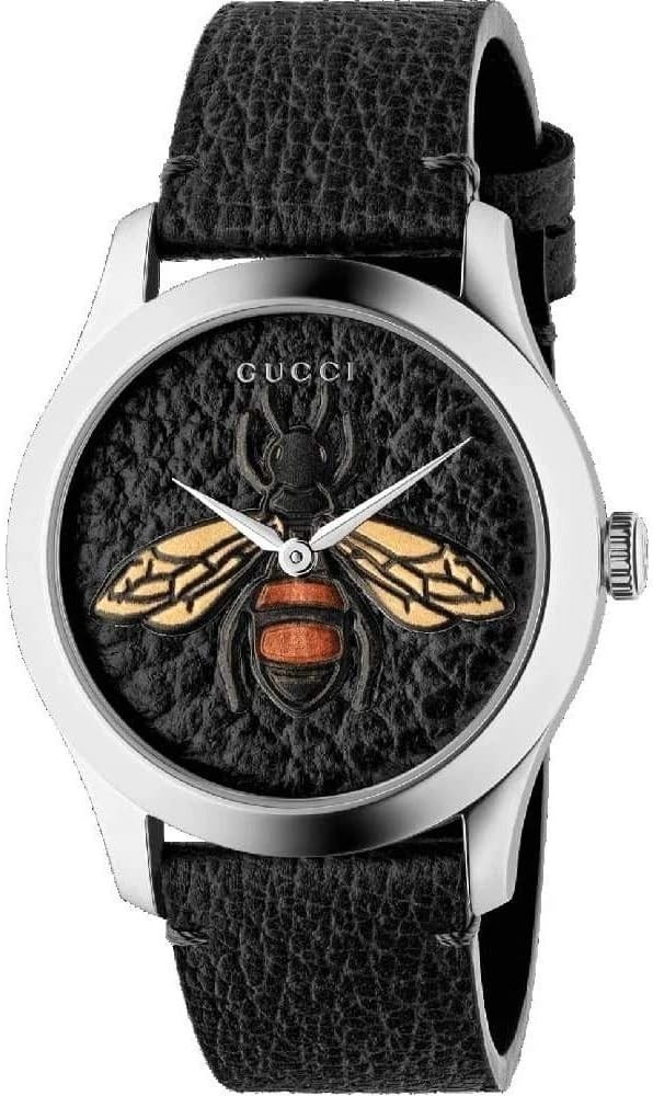 Gucci G-Timeless Women's Bee Dial Leather Strap Watch YA1264067 $920 MSRP