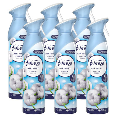 6 x Febreze Lufterfrischer Spray Cotton Fresh 185 ml sicher für den Einsatz rund um das Haus