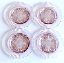 Set of 4 Fortessa Archie Collection Glass Salad/Dessert Plates 8.5 Inch Pink