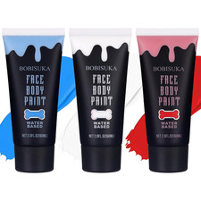 White  Red  Blue Face Body Paint Kit, Water Based Face Painting for 4Th of Jul