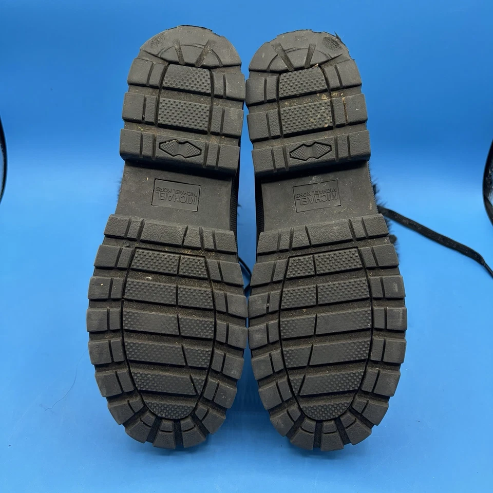 Nuevas Botas Michael Kors Negras Ozzie Logo Metálico Borde de Piel Talla 8 Foto 4 de 4