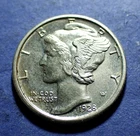 1928 Mercury Dime  Borderline Uncirculated details