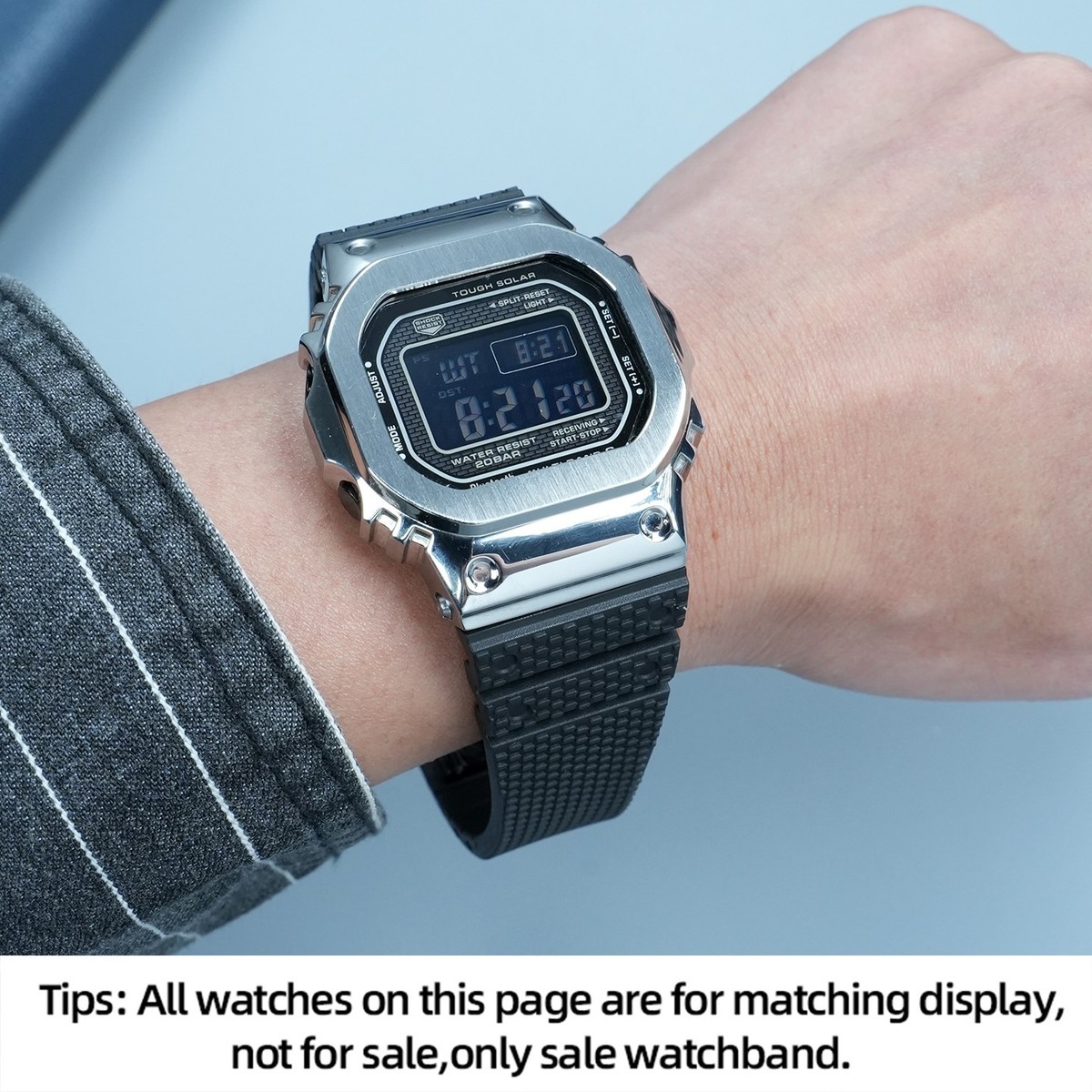For Casio GMW-B5000 Watchband Sports Fluororubber Watch Strap FKM